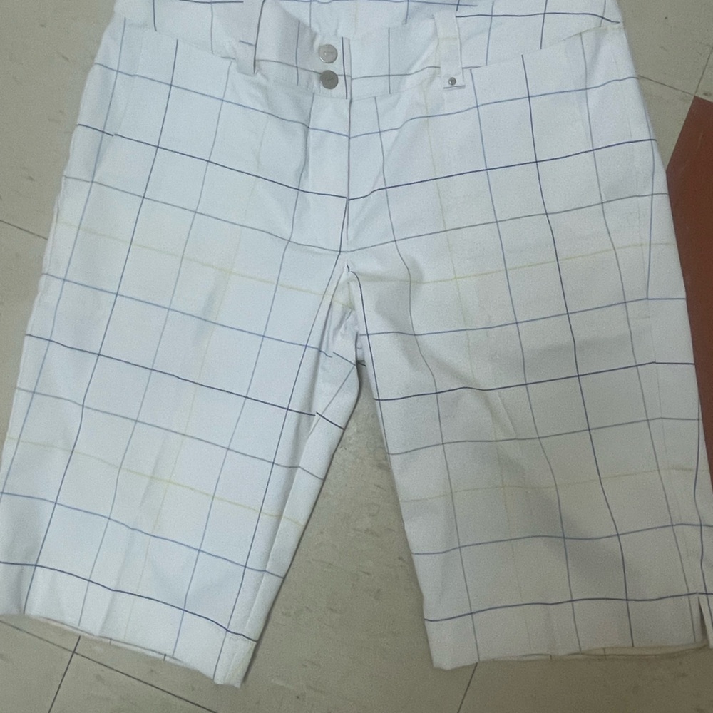 Nike White and Blue Grid Chinos